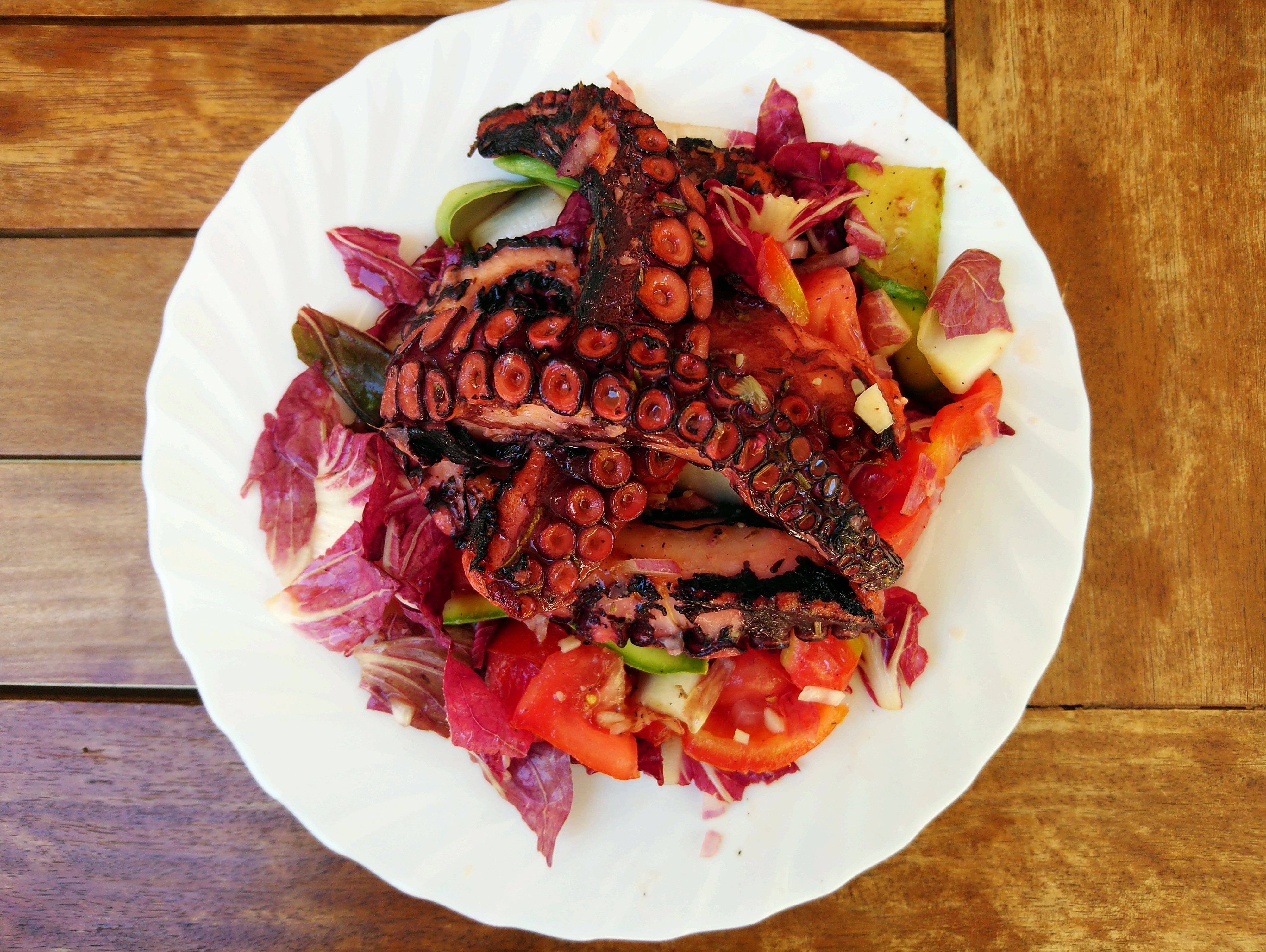 Grillowana ośmiornica z sałatką z radicchio, pomidorów i cukinii | Gotowanie w Kalabrii
